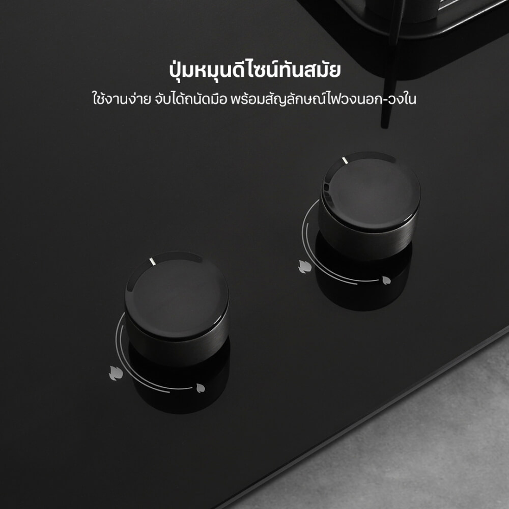 เตาแก๊สฝัง 2 หัว แบบฝัง ฐานกระจก EVE HB73-B789G/BG 73 ซม. สีดำ